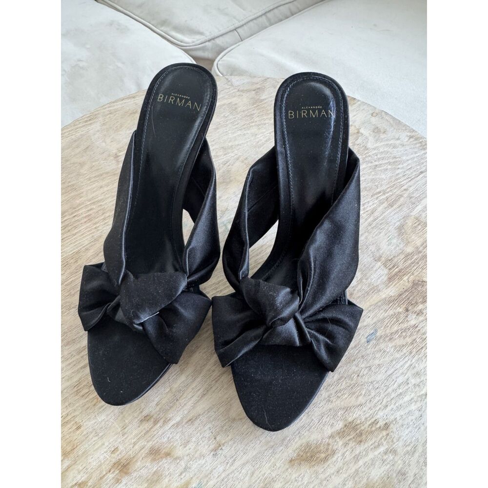 ALEXANDRE BIRMAN Kacey 85 Black Satin Mule Sandals Size 38